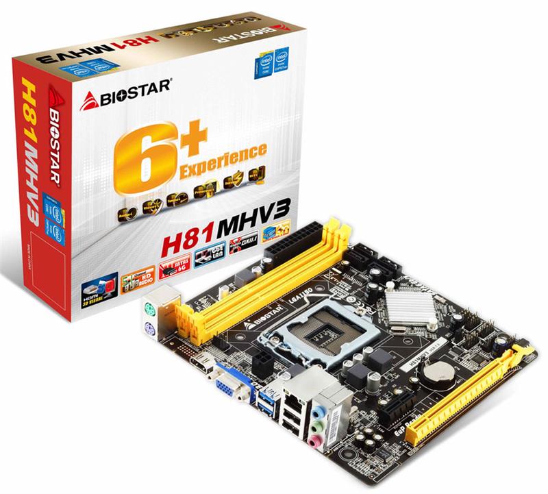 Материнская плата Biostar H81MHV3 s1150 H81 2xDDR3 HDMI-VGA mATX